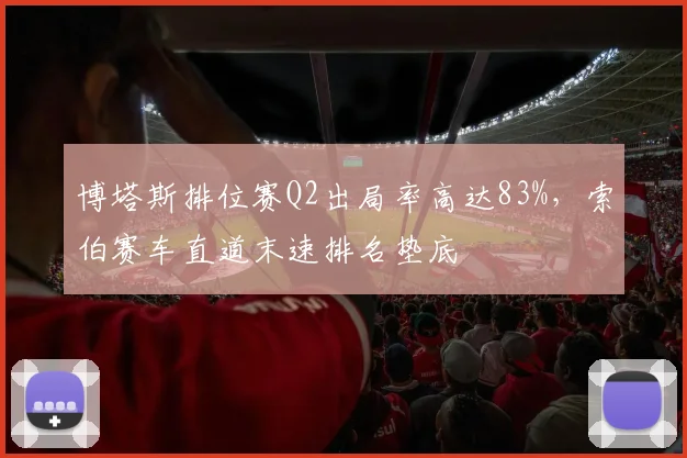 博塔斯排位赛Q2出局率高达83%,索伯赛车直道末速排名垫底